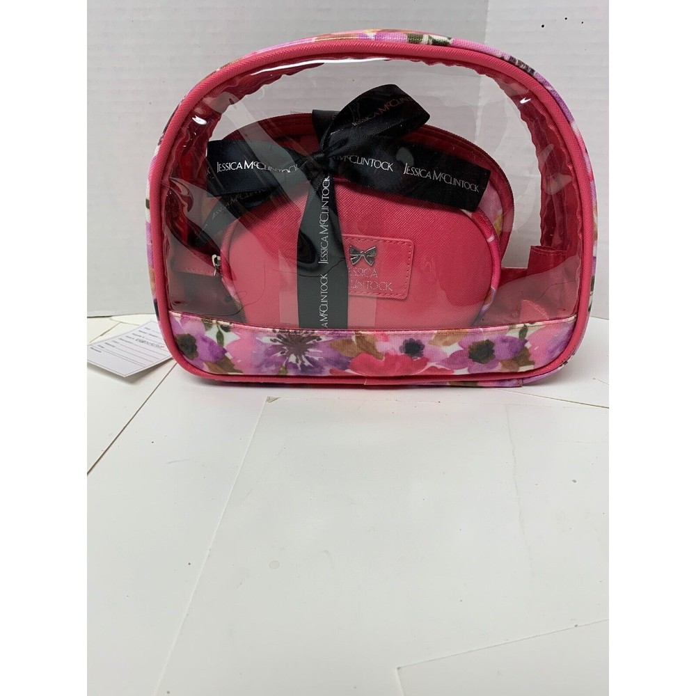 Jessica Mcclintock travel 3 pcs/Set Transparent Zipper Clear Make Up Pouch bag